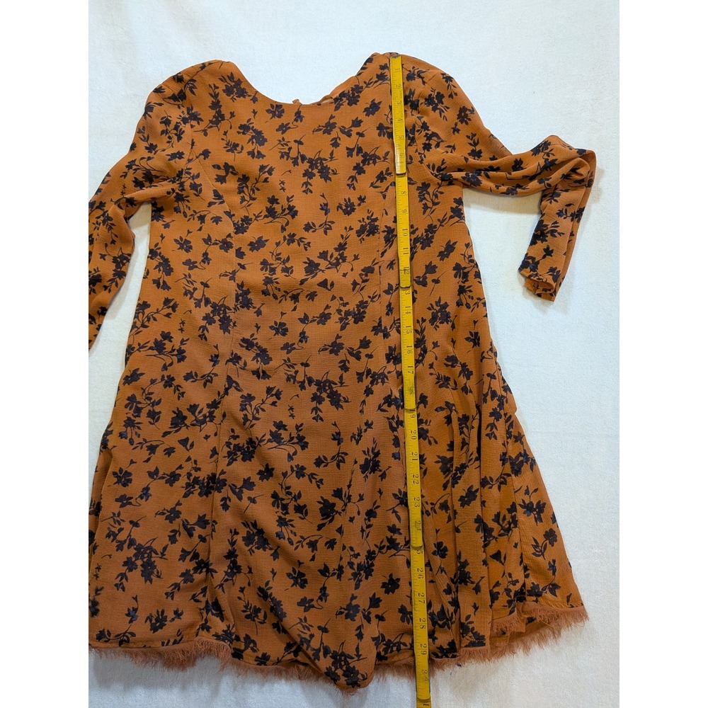 Kimchi Blue Women Orange‎ Floral Long Sleeve Mini Dress Size S - Picture 4 of 5